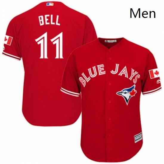 Mens Majestic Toronto Blue Jays 11 George Bell Replica Scarlet Alternate Cool Base MLB Jersey